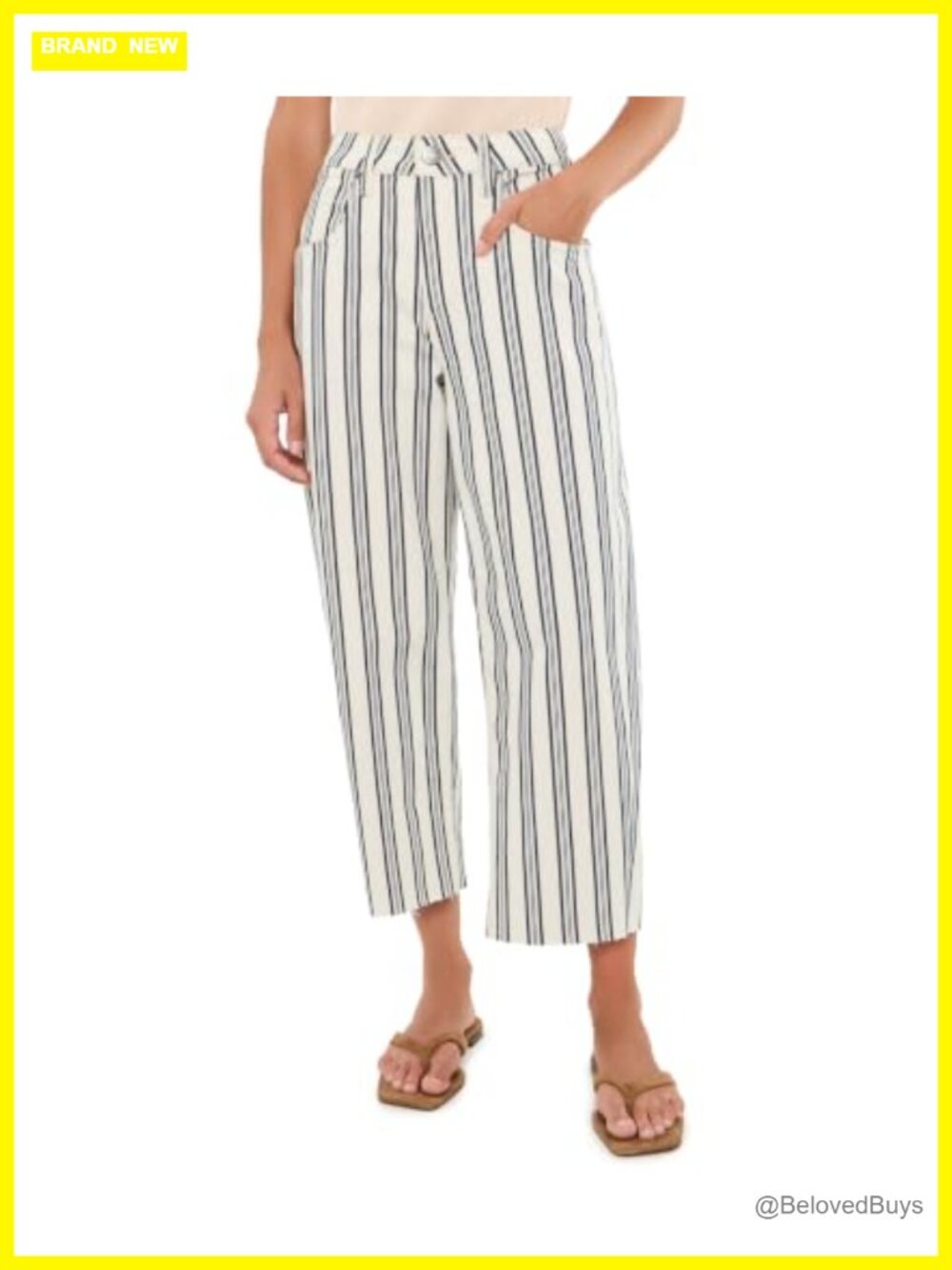 High-Rise Slouchy Wide Leg Jeans Petite Cotton Blend Striped
